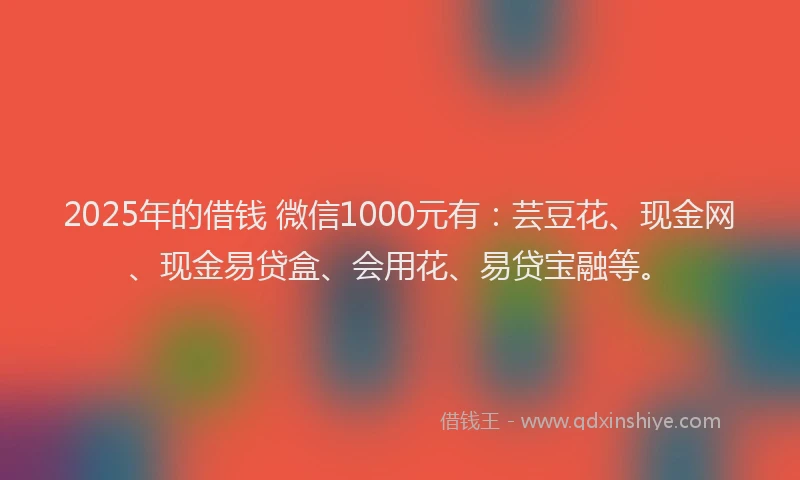 2025年的借钱 微信1000元有：芸豆花、现金网、现金易贷盒、会用花、易贷宝融等。