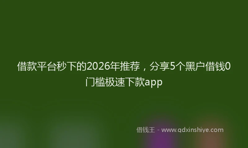借款平台秒下的2026年推荐,分享5个黑户借钱0门槛极速下款app