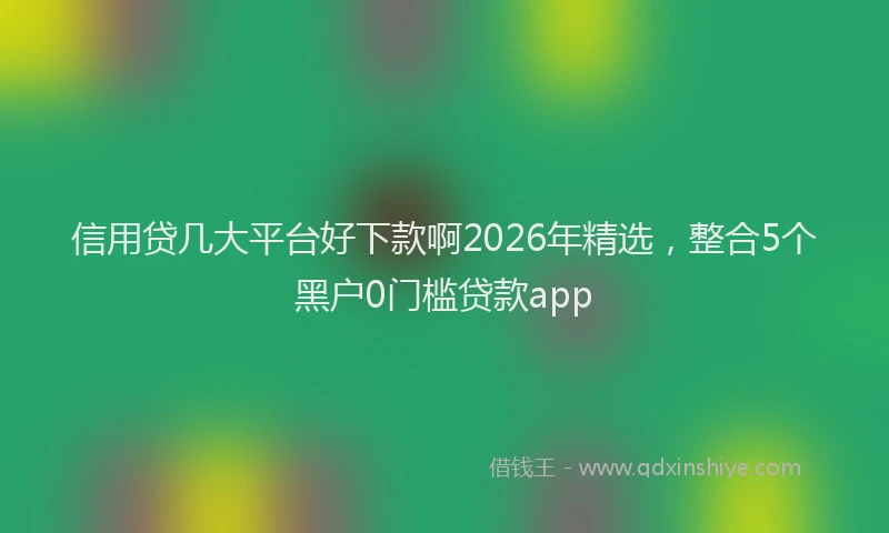 信用贷几大平台好下款啊2026年精选，整合5个黑户0门槛贷款app