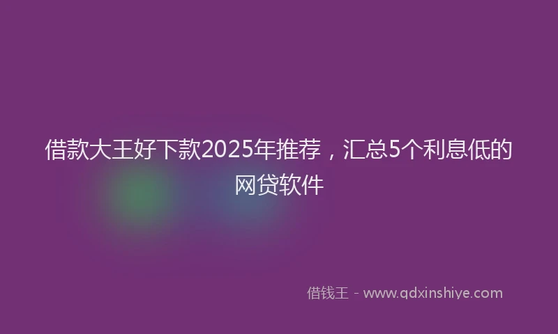 借款大王好下款2025年推荐，汇总5个利息低的网贷软件