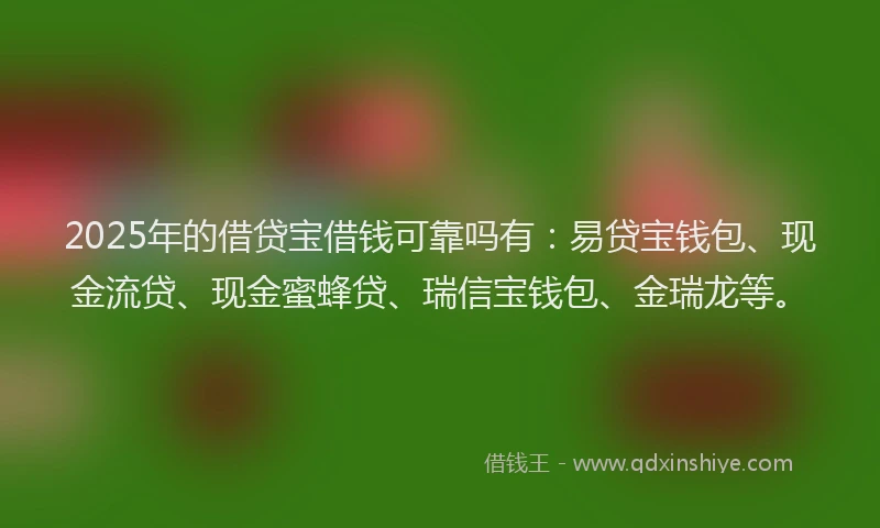 2025年的借贷宝借钱可靠吗有：易贷宝钱包、现金流贷、现金蜜蜂贷、瑞信宝钱包、金瑞龙等。