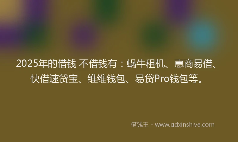 2025年的借钱 不借钱有：蜗牛租机、惠商易借、快借速贷宝、维维钱包、易贷Pro钱包等。