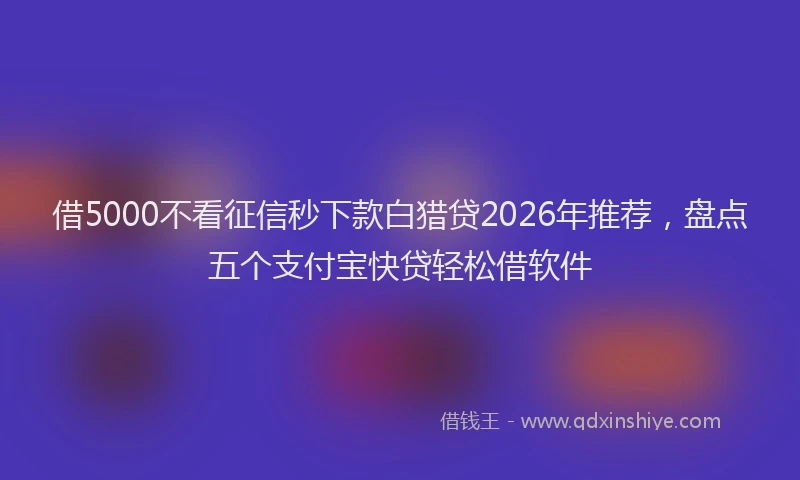 借5000不看征信秒下款白猎贷2026年推荐，盘点五个支付宝快贷轻松借软件