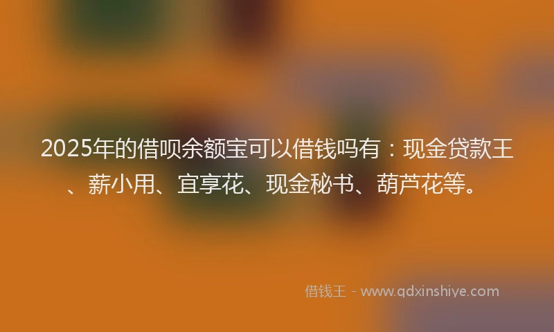 2025年的借呗余额宝可以借钱吗有：现金贷款王、薪小用、宜享花、现金秘书、葫芦花等。