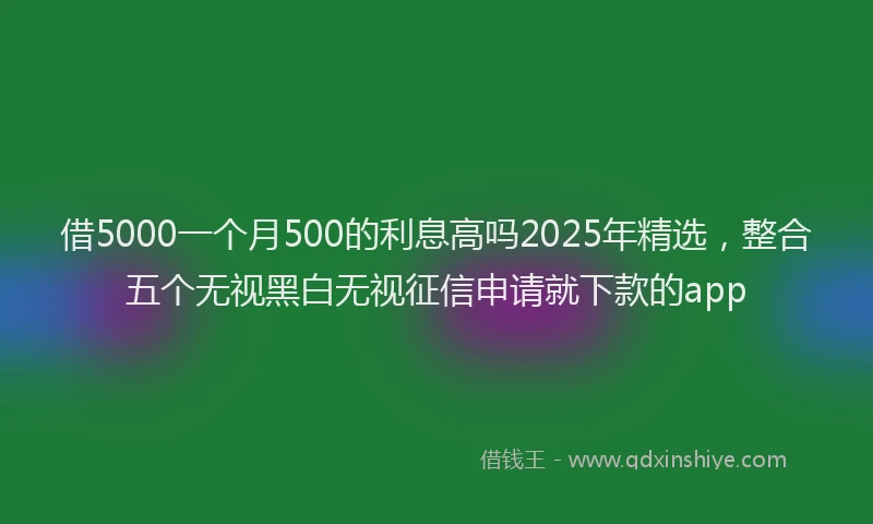 借5000一个月500的利息高吗2025年精选，整合五个无视黑白无视征信申请就下款的app