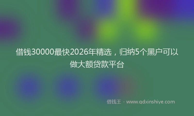 借钱30000最快2026年精选，归纳5个黑户可以做大额贷款平台
