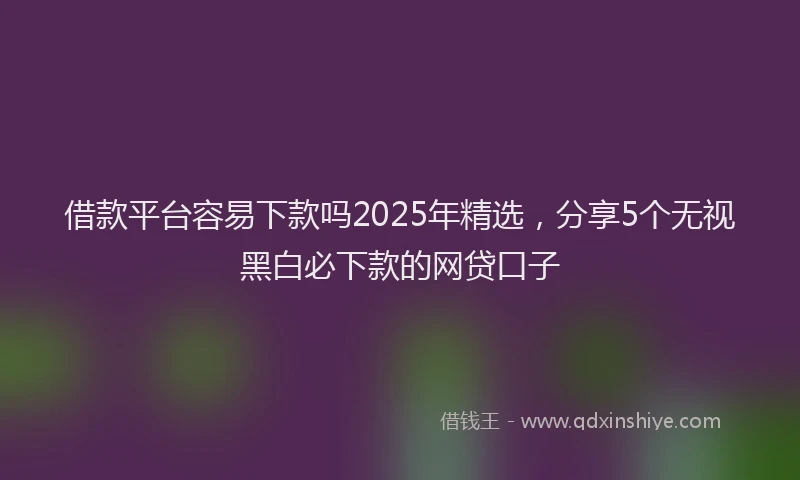 借款平台容易下款吗2025年精选，分享5个无视黑白必下款的网贷口子