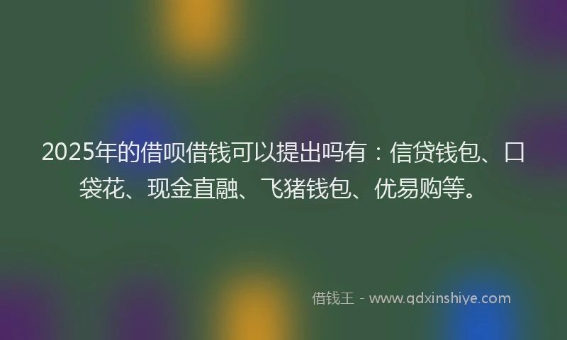 2025年的借呗借钱可以提出吗有:信贷钱包、口袋花、现金直融、飞猪钱包、优易购等。