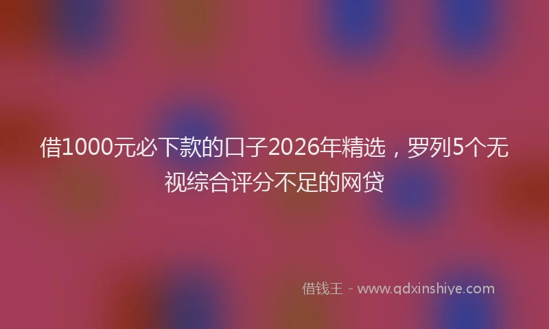借1000元必下款的口子2026年精选，罗列5个无视综合评分不足的网贷