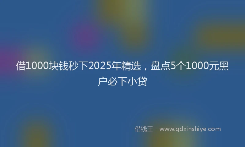 借1000块钱秒下2025年精选，盘点5个1000元黑户必下小贷