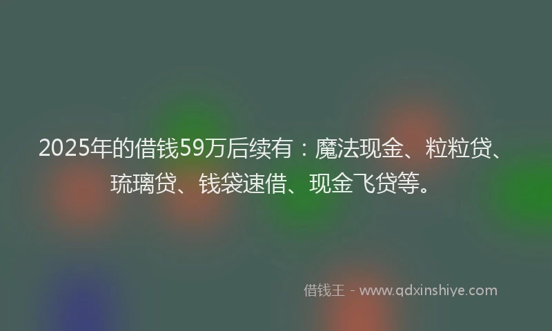 2025年的借钱59万后续有:魔法现金、粒粒贷、琉璃贷、钱袋速借、现金飞贷等。