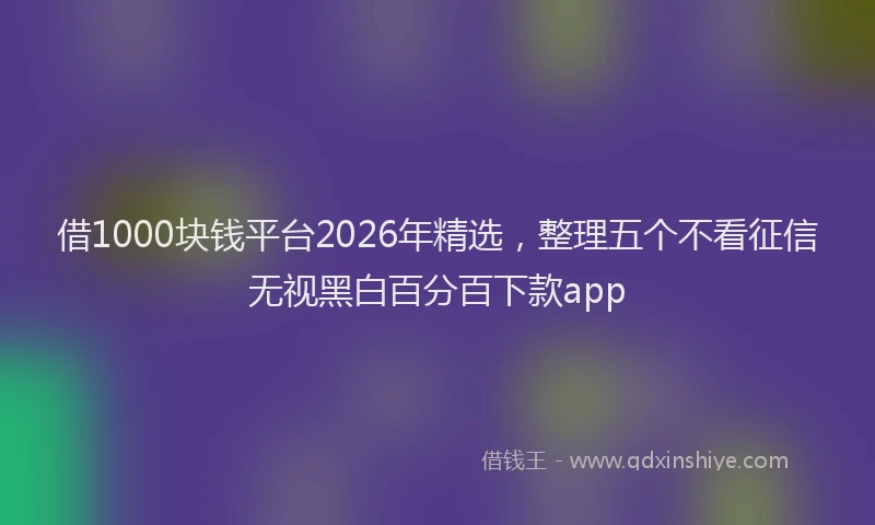 借1000块钱平台2026年精选，整理五个不看征信无视黑白百分百下款app