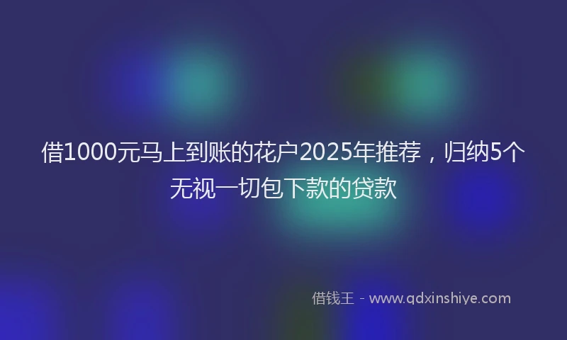 借1000元马上到账的花户2025年推荐，归纳5个无视一切包下款的贷款
