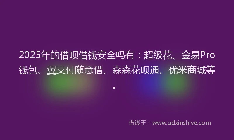 2025年的借呗借钱安全吗有:超级花、金易Pro钱包、翼支付随意借、森森花呗通、优米商城等。
