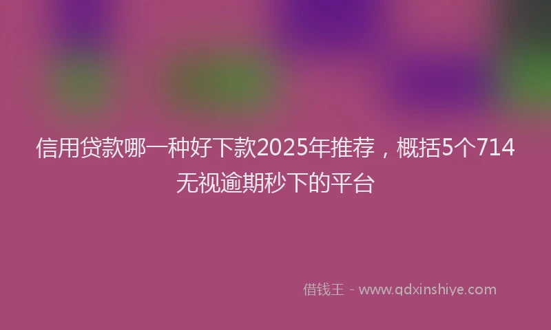 信用贷款哪一种好下款2025年推荐，概括5个714无视逾期秒下的平台