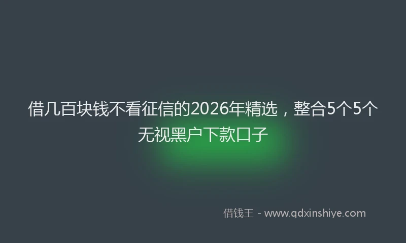 借几百块钱不看征信的2026年精选，整合5个5个无视黑户下款口子