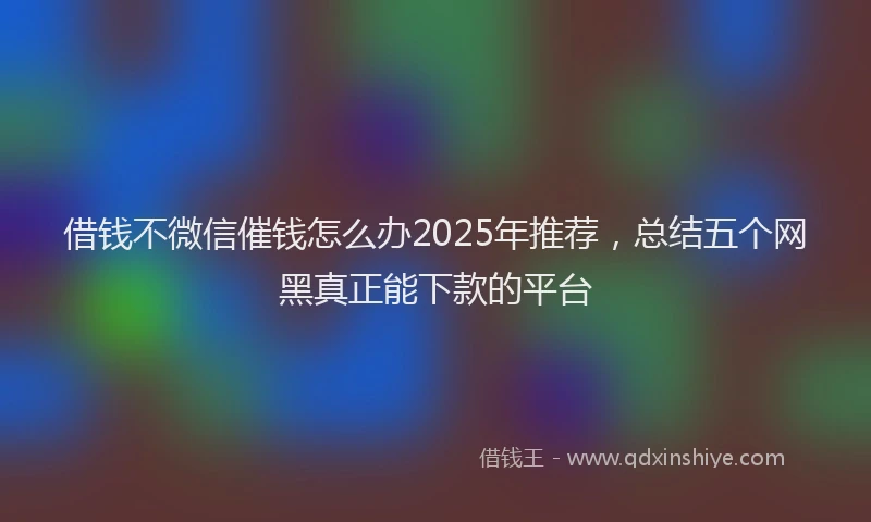 借钱不微信催钱怎么办2025年推荐，总结五个网黑真正能下款的平台
