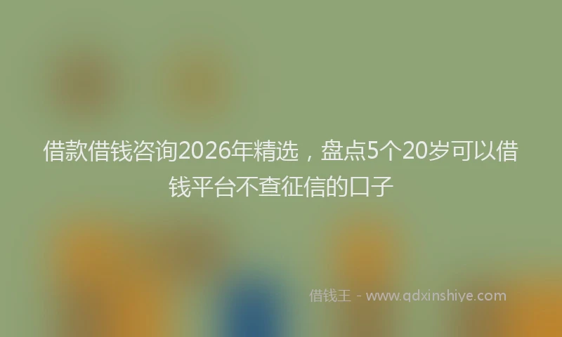 借款借钱咨询2026年精选,盘点5个20岁可以借钱平台不查征信的口子