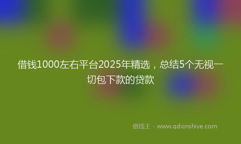 借钱1000左右平台2025年精选，总结5个无视一切包下款的贷款