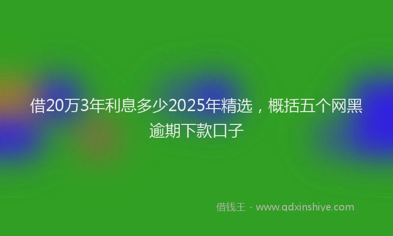 借20万3年利息多少2025年精选，概括五个网黑逾期下款口子