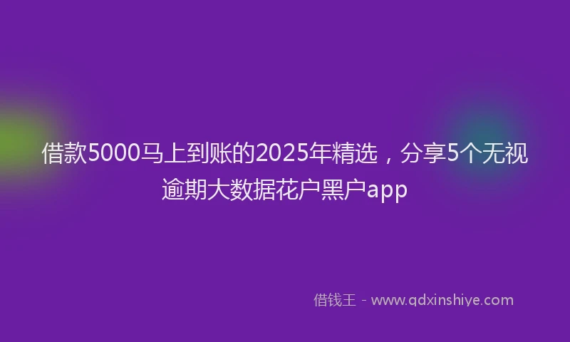借款5000马上到账的2025年精选,分享5个无视逾期大数据花户黑户app