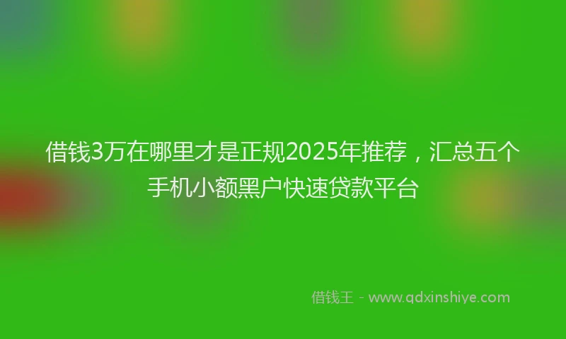借钱3万在哪里才是正规2025年推荐,汇总五个手机小额黑户快速贷款平台