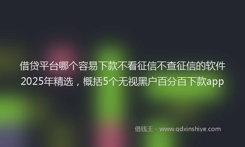借贷平台哪个容易下款不看征信不查征信的软件2025年精选，概括5个无视黑户百分百下款app