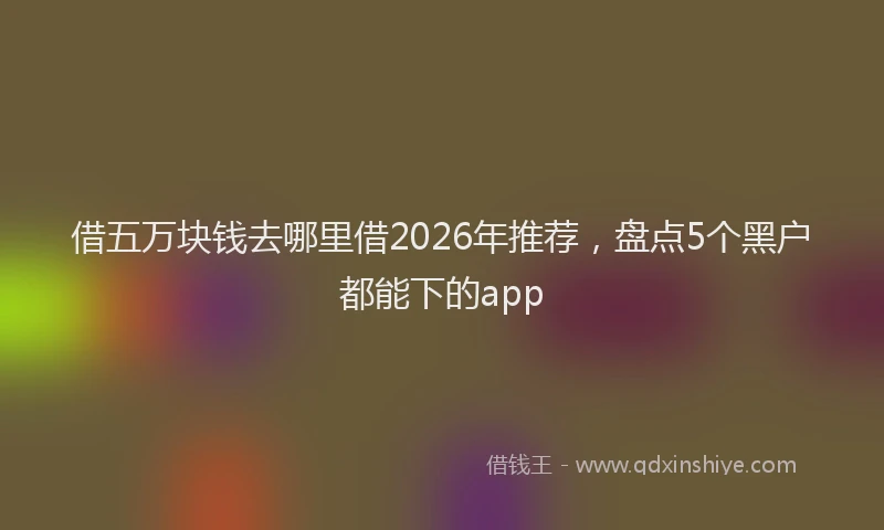 借五万块钱去哪里借2026年推荐,盘点5个黑户都能下的app