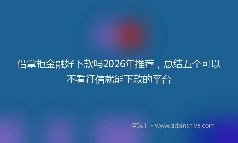 借掌柜金融好下款吗2026年推荐，总结五个可以不看征信就能下款的平台
