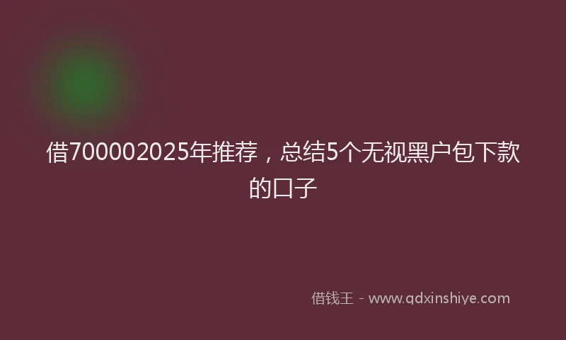 借700002025年推荐，总结5个无视黑户包下款的口子
