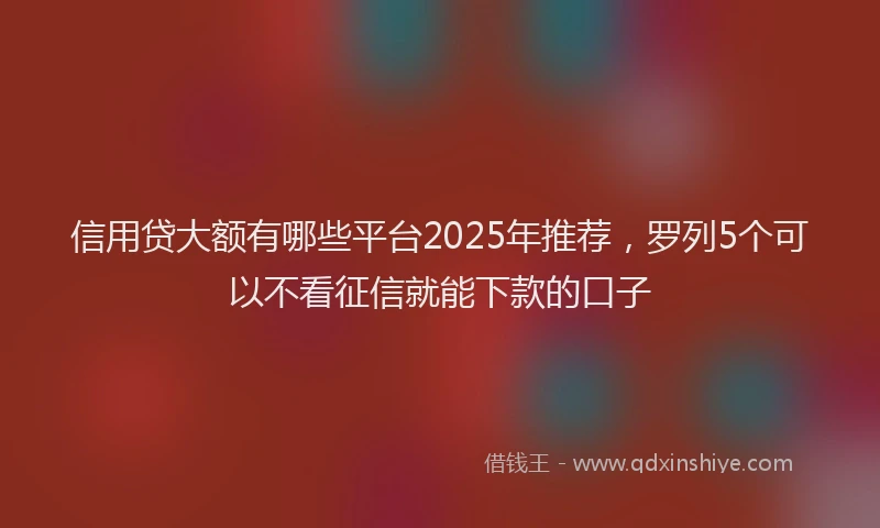 信用贷大额有哪些平台2025年推荐，罗列5个可以不看征信就能下款的口子
