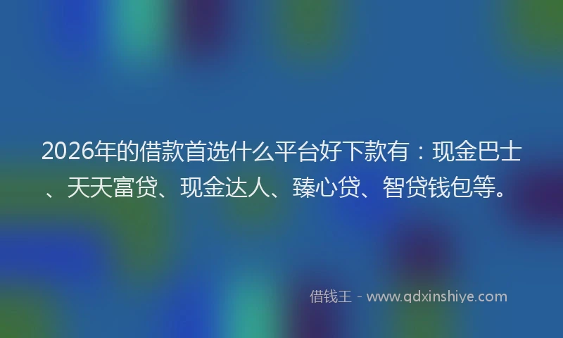 2026年的借款首选什么平台好下款有:现金巴士、天天富贷、现金达人、臻心贷、智贷钱包等。