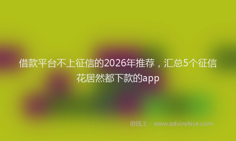 借款平台不上征信的2026年推荐，汇总5个征信花居然都下款的app