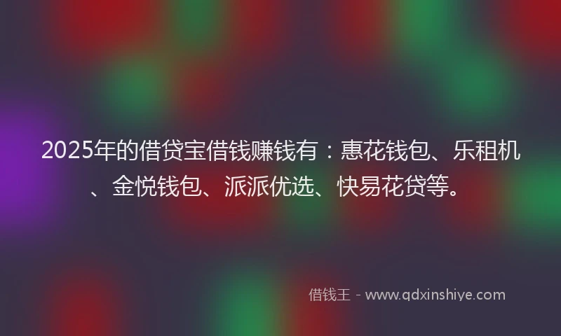 2025年的借贷宝借钱赚钱有：惠花钱包、乐租机、金悦钱包、派派优选、快易花贷等。