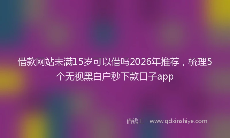 借款网站未满15岁可以借吗2026年推荐,梳理5个无视黑白户秒下款口子app