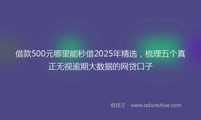 借款500元哪里能秒借2025年精选，梳理五个真正无视逾期大数据的网贷口子