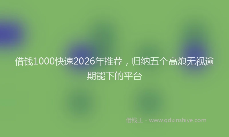 借钱1000快速2026年推荐,归纳五个高炮无视逾期能下的平台