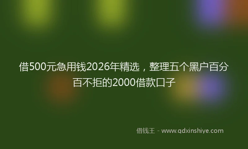 借500元急用钱2026年精选，整理五个黑户百分百不拒的2000借款口子