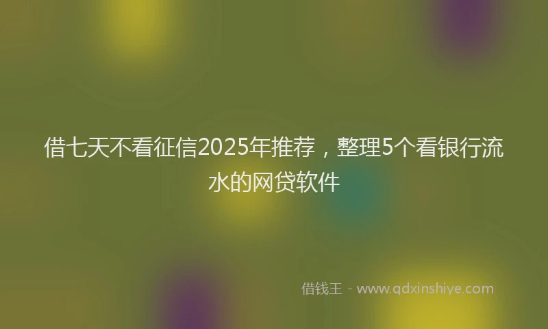 借七天不看征信2025年推荐，整理5个看银行流水的网贷软件