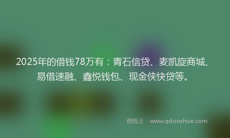2025年的借钱78万有:青石信贷、麦凯旋商城、易借速融、鑫悦钱包、现金侠快贷等。