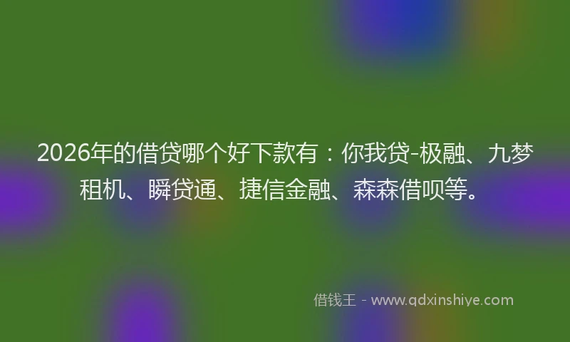 2026年的借贷哪个好下款有：你我贷-极融、九梦租机、瞬贷通、捷信金融、森森借呗等。