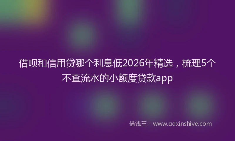 借呗和信用贷哪个利息低2026年精选,梳理5个不查流水的小额度贷款app