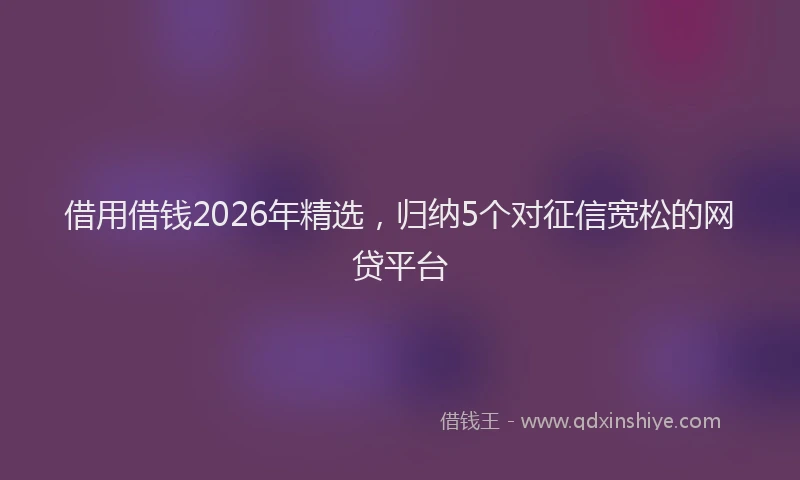 借用借钱2026年精选，归纳5个对征信宽松的网贷平台