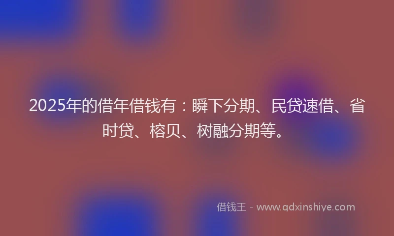 2025年的借年借钱有:瞬下分期、民贷速借、省时贷、榕贝、树融分期等。