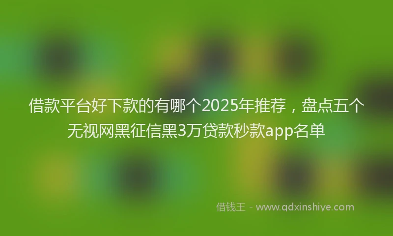 借款平台好下款的有哪个2025年推荐，盘点五个无视网黑征信黑3万贷款秒款app名单