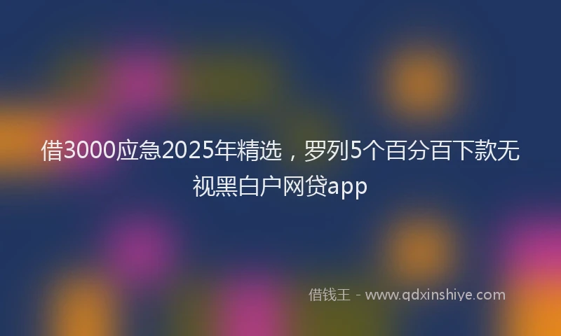 借3000应急2025年精选，罗列5个百分百下款无视黑白户网贷app