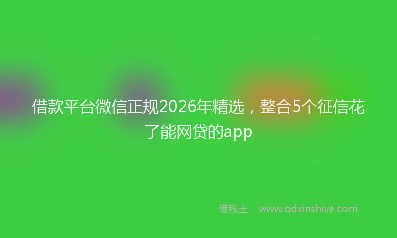 借款平台微信正规2026年精选，整合5个征信花了能网贷的app
