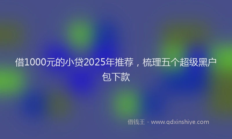 借1000元的小贷2025年推荐，梳理五个超级黑户包下款