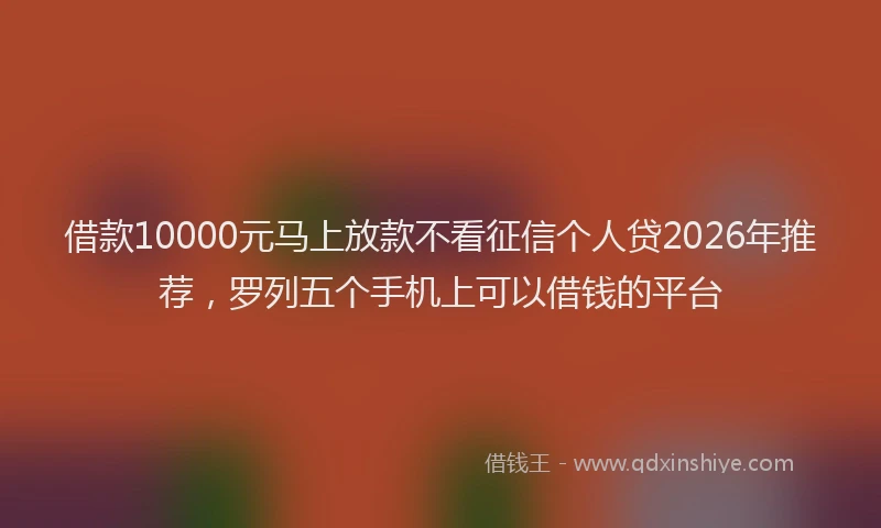 借款10000元马上放款不看征信个人贷2026年推荐，罗列五个手机上可以借钱的平台