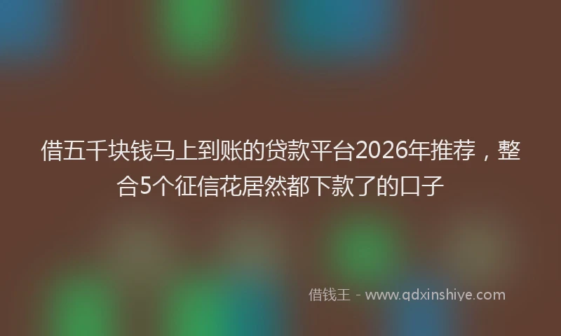 借五千块钱马上到账的贷款平台2026年推荐,整合5个征信花居然都下款了的口子